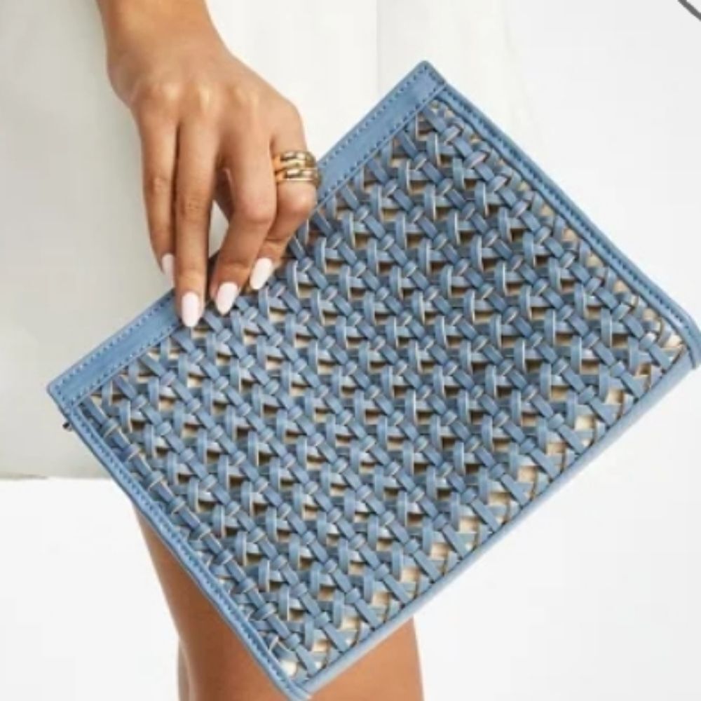 JustFab Woven Crossbody Bag in Light Blue - Picture 7 of 8